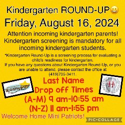 Picture of the Kindergarten Round-Up flyer.